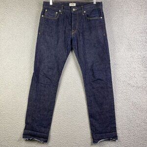 BUCK MASON Selvedge Jeans Denim Mens 33 x 31 Slim Fit RAW HEM Cut 2477 USA Made*